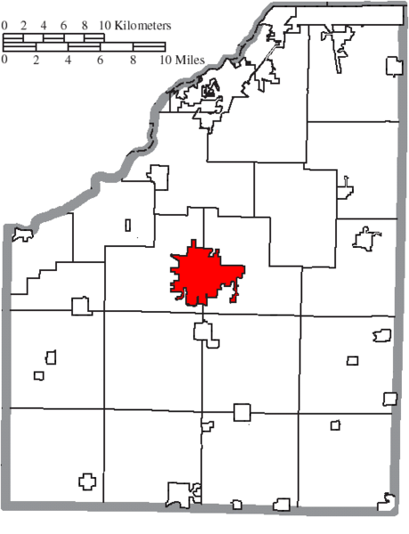 Datei:Map of Wood County Ohio Highlighting Bowling Green City.png